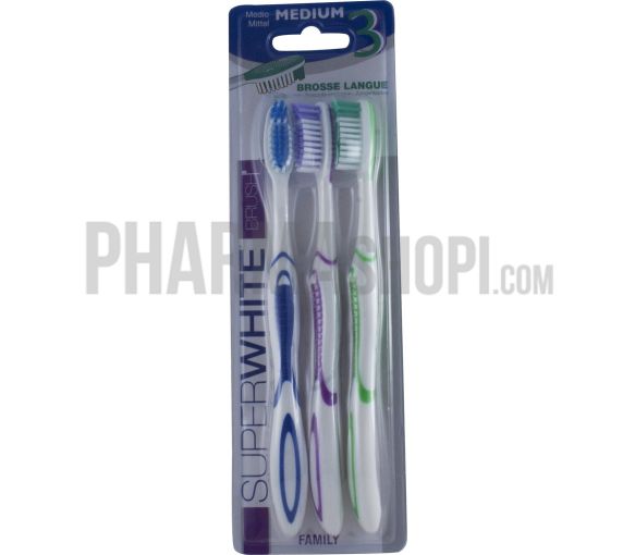 Brosse à dents medium Superwhite - 3 brosses à dents