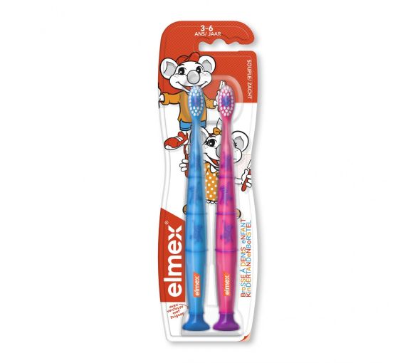 Brosse à dents souple enfant 3-6 ans Elmex - lot de 2 brosses à dents