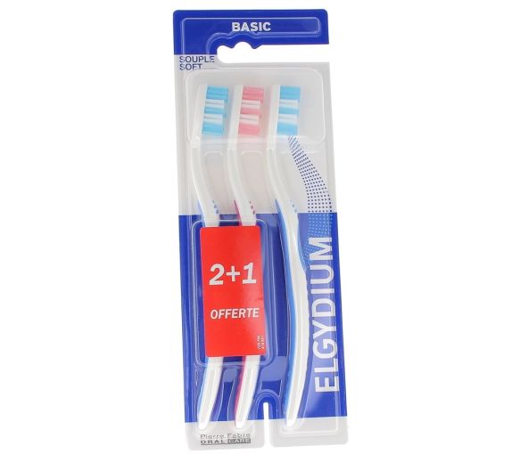 Brosses à dents Basic Medium Elgydium - 3 brosses à dents