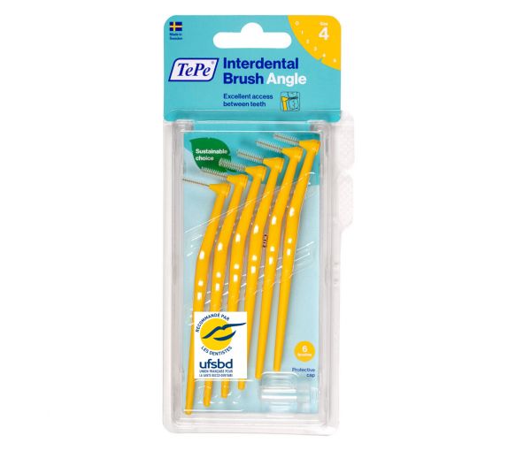 Brossettes interdentaires angle jaune Taille 4 (0,7 mm) TePe - 6 brossettes - image 1
