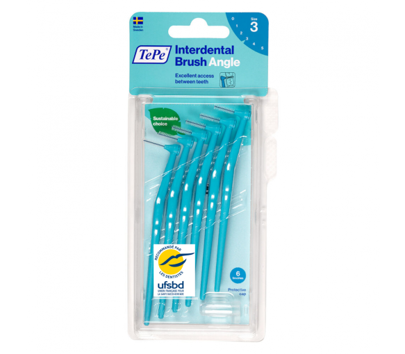 Brossettes interdentaires angles bleu taille 3 (0,6 mm) TePe - 6 brossettes - image 1