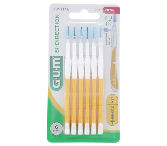 Brossette interdentaire antibactérienne Bi-direction 1,4 mm Gum - 6 brossettes