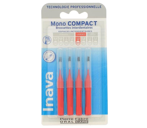 Brossettes interdentaires Mono compact 1.5 mm ISO4 Inava - 4 brossettes interdentaires