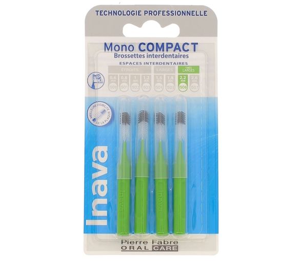 Brossettes interdentaires Mono compact 2.2 mm ISO6 Inava - 4 brossettes interdentaires