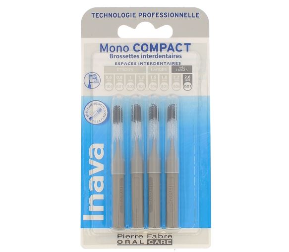 Brossettes interdentaires Mono compact 2.6 mm ISO7 Inava - 4 brossettes interdentaires