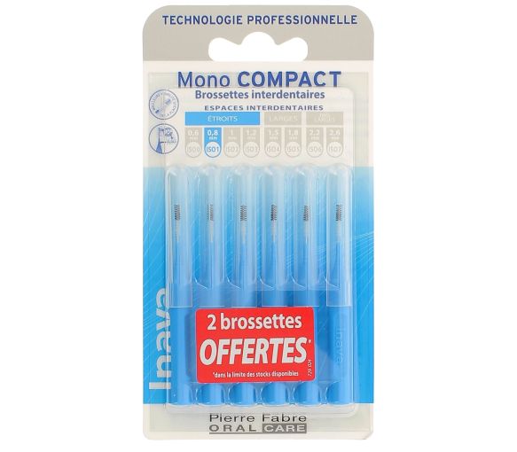 Brossettes interdentaires Mono compact étroits 0,8 mm Inava - 6 Brossettes (4 + 2 offertes)