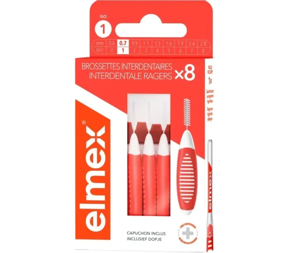 Brossettes interdentaires orange taille 1 (0,7mm) Elmex - boite de 8 brossettes - image 1