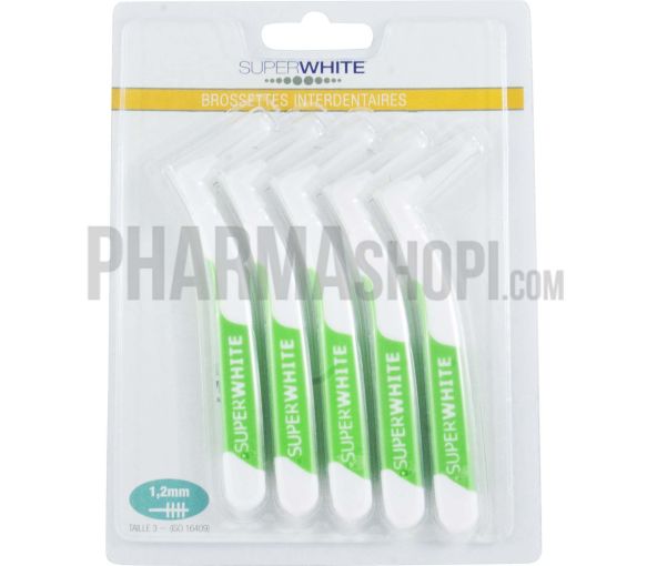 Brossettes interdentaires vert 1,2 mm taille 3 Superwhite - 5 brossettes
