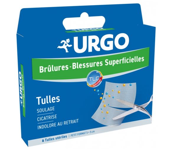 Brûlures blessures superficielles pansements Urgo - boite de 6 tulles
