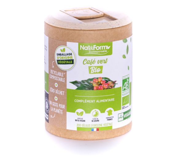 Café vert Bio Ecoresponsable Nat&Form - boite de 200 gélules - image 1