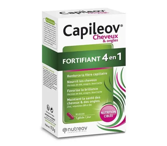 Capileov Fortifiant 4 en 1 cheveux et ongles Nutreov - boîte de 30 gélules