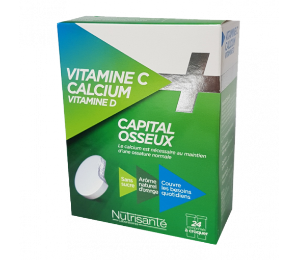 Capital osseux Vitamine C + D + Calcium Nutrisanté - boite de 24 comprimés