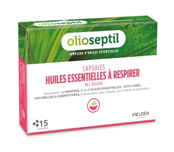 Capsules d'huiles essentielles à respirer nez dégagé Olioseptil - boite de 15 capsules - image 1