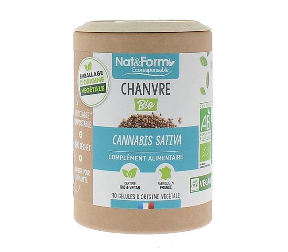 Chanvre bio Nat&Form - pot de 90 gélules