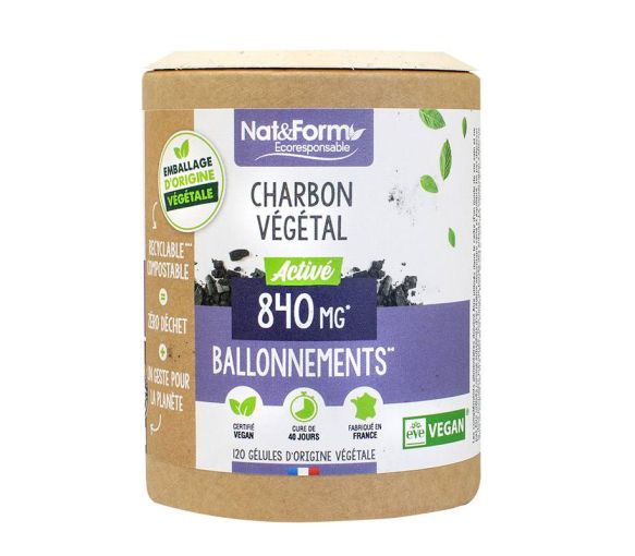 Charbon végétal activé Ecoresponsable Nat&Form - boite de 120 gélules - image 1
