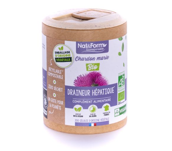 Chardon marie Bio Ecoresponsable Nat&Form - boite de 200 gélules - image 1