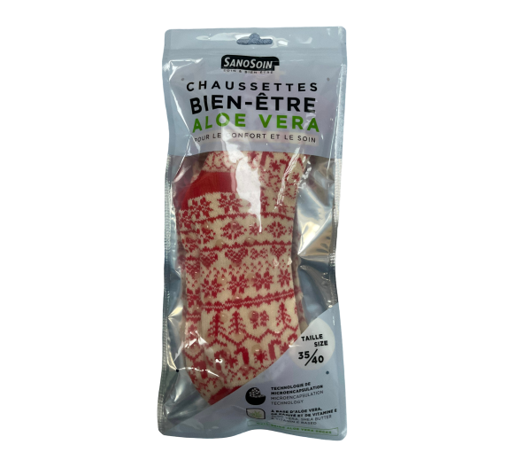 Chaussettes bien-être aloe vera blanche et rouge SanoSoin - une paire de chaussettes - image 1