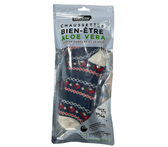 Chaussettes bien-être aloe vera bleue et rouge SanoSoin - une paire de chaussettes - image 1