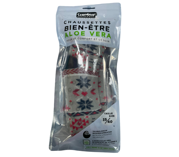 Chaussettes bien-être aloe vera grise et rouge SanoSoin - une paire de chaussettes - image 1