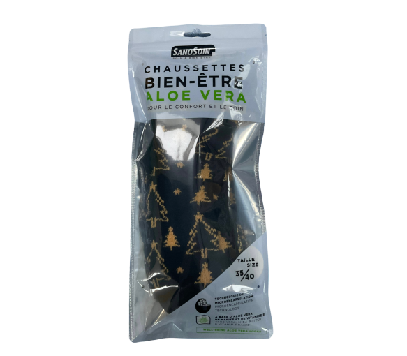 Chaussettes bien-être aloe vera noire et dorée SanoSoin - une paire de chaussettes - image 1