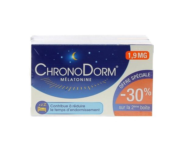 ChronoDorm Mélatonine 1.9 mg Laboratoire Iprad - lot de 2 boîtes de 30 comprimés
