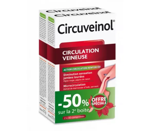 Circuveinol circulation veineuse Nutreov - lot de 2 boîtes de 2x30 comprimés