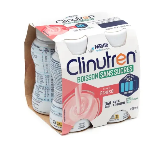 Clinutren Boisson sans sucres Fraise Nestlé - 4 bouteilles de 200ml - image 1