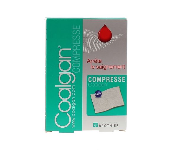 Coalgan compresse arrête le saignement Brothier - boîte de 5 compresses hémostatiques