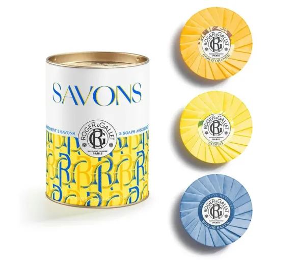 Coffret savons bienfaisants Cédrat, Bois d'orange, Bois de santal Roger & Gallet - boite de 3 savons de 100g - image 1