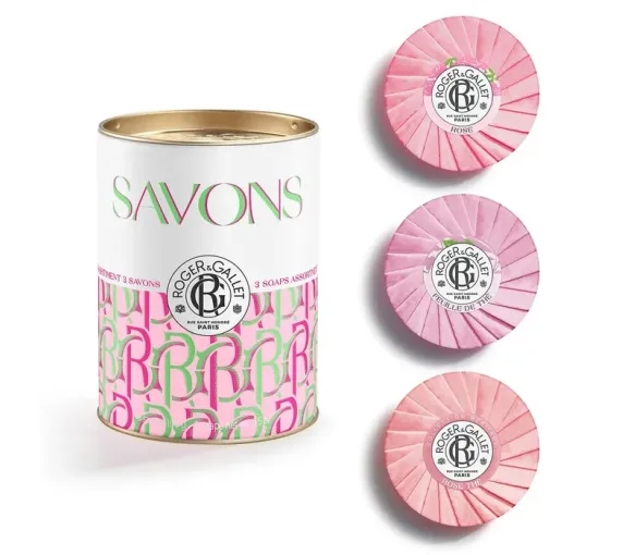 Coffret savons bienfaisants Feuille de thé, Rose, Rose thé Roger & Gallet - boite de 3 savons de 100g - image 1