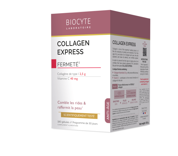 Collagen Express anti-âge rides lisées Biocyte - boîte de 180 gélules