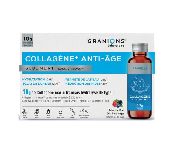 Collagène+ anti-âge 10g Granions - boite de 10 shots de 50ml - image 1