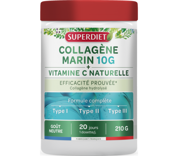 Collagène marin 10g + Vitamine C Superdiet - pot de 210g - image 1