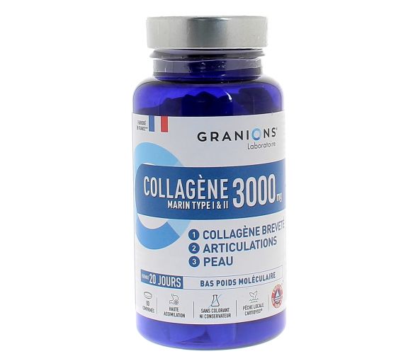 Collagène marin type I et II 3000 mg Granions - pot de 80 comprimés - image 1