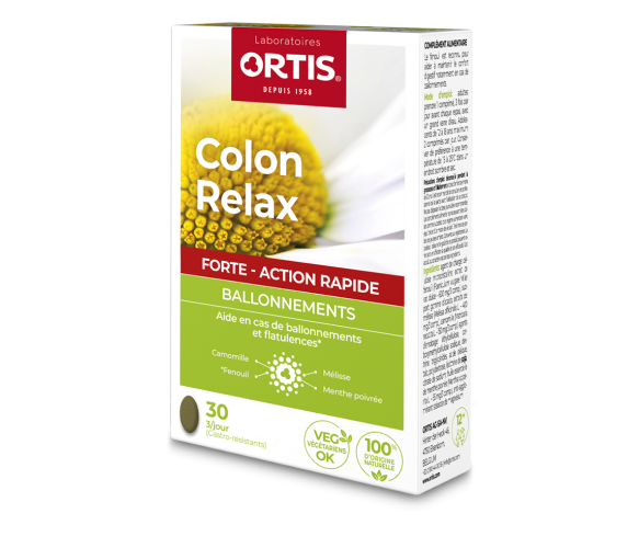 Colon Relax Forte ballonnements Ortis - boîte de 30 comprimés - image 1