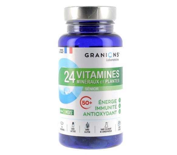 24 vitamines minéraux et plantes sénior Granions - boite de 90 comprimés
