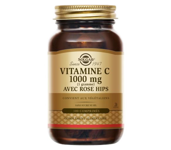 Vitamine C 1000mg avec Rose Hips Solgar - boite de 100 comprimés - image 1