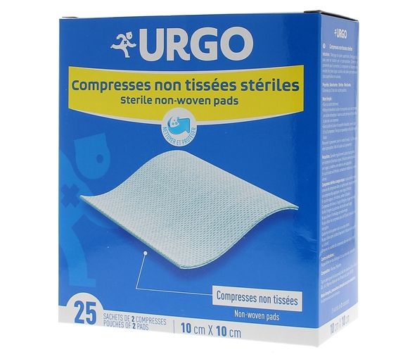 Compresses stériles non tissé Urgo - 25 sachets de 2 compresses 10 x 10 cm