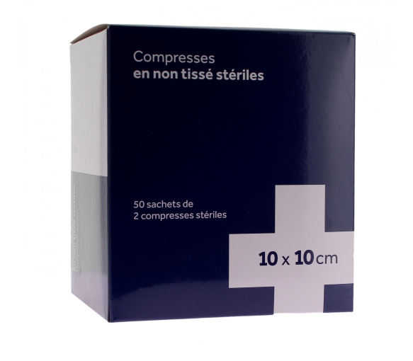 Compresses stériles non tissé 3M - 50 sachets de 2 compresses stériles de 10x10 cm - image 1