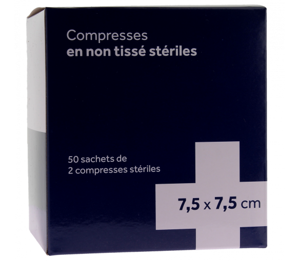 Compresses stériles non tissé 3M - 50 sachets de 2 compresses stériles de 7,5x7,5 cm - image 1