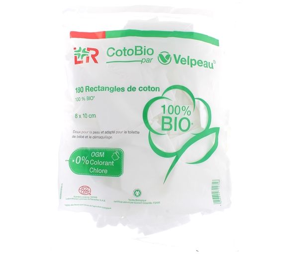 CotoBio Coton rectangle bio Velpeau - 180 rectangles de coton de 8x10cm