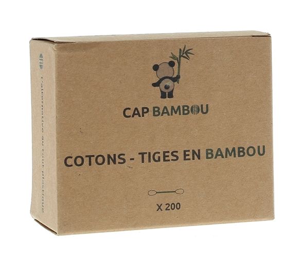 Cotons tiges en bambou Cap Bambou - boîte de 200 cotons-tiges