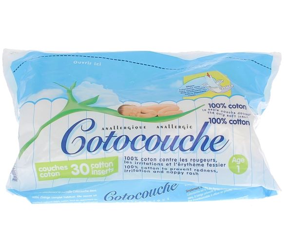 Couche en coton âge 1 Cotocouche - paquet 30 couches