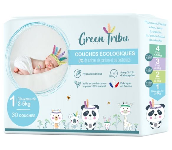 Couches écologiques taille 1 (2-5 kg) Green Tribu - image 3