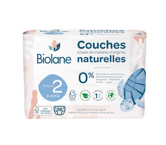 Couches naturelles taille 2 Biolane - sachet de 28 couches - image 1