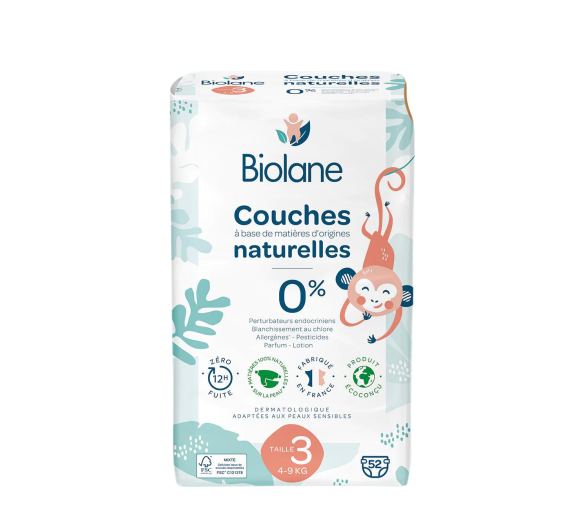 Couches naturelles taille 3 Biolane - sachet de 52 couches - image 1