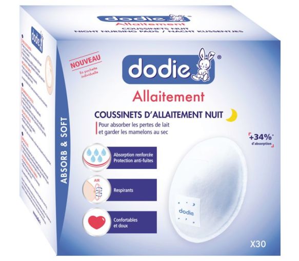 Coussinets d'allaitement nuit absorption renforcée Dodie - boîte de 30 - image 1