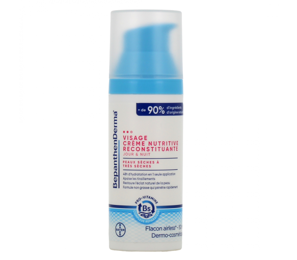 Crème nutritive reconstituante visage BepanthenDerma - flacon-pompe de 50ml - image 1