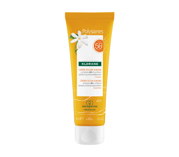 Crème solaire sublime au Tamanu bio et Monoï visage spf 50 Klorane - tube de 50 ml - image 1