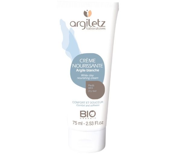 Crème nourrissante pieds secs argile blanche bio Argiletz - tube de 75 ml
